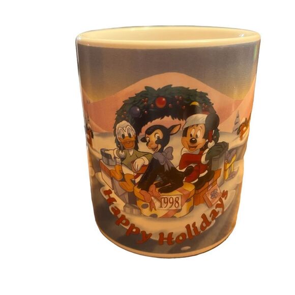 Disney Christmas Collection 1998 Happy Holidays Ceramic Coffee Cup Mug No Box - Picture 1 of 5
